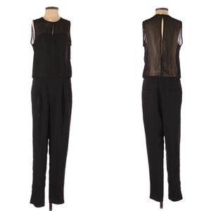 Zara Black Sheer illusion keyhole jumpsuit
